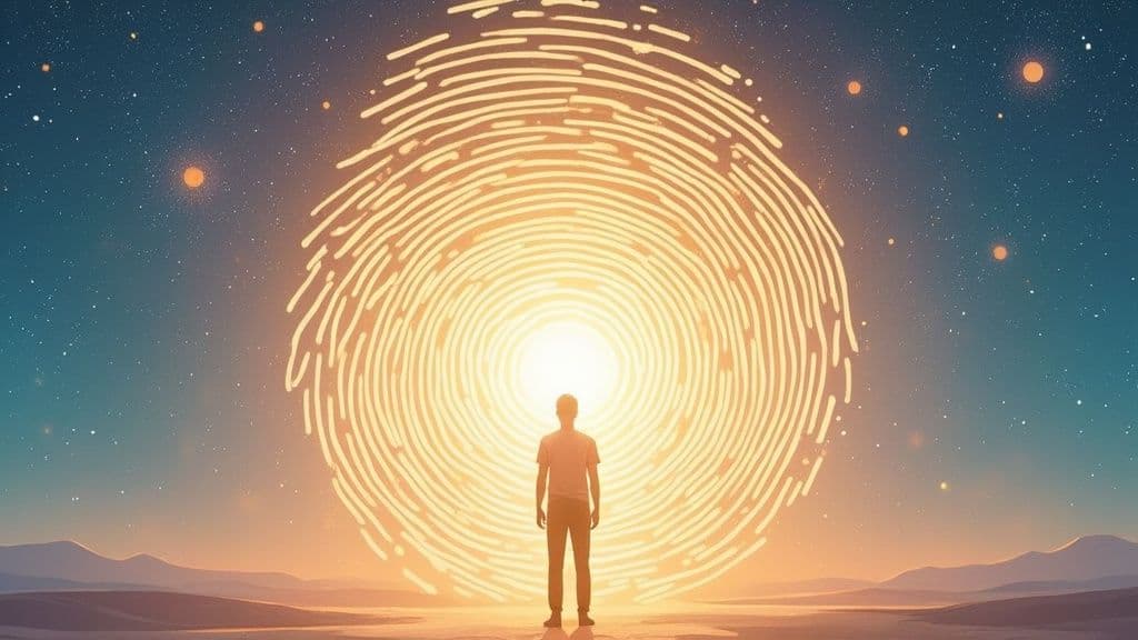 Person meditating outdoors with light emanating from the chest, representing soul energy.