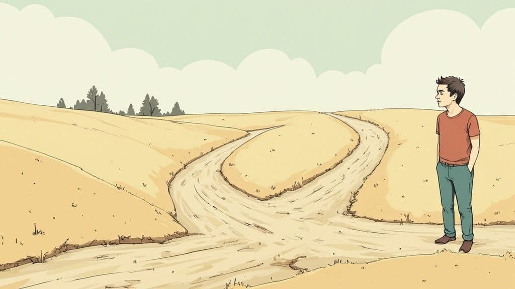 A person sitting on the floor, looking thoughtful and frustrated, surrounded by crumpled pieces of paper.