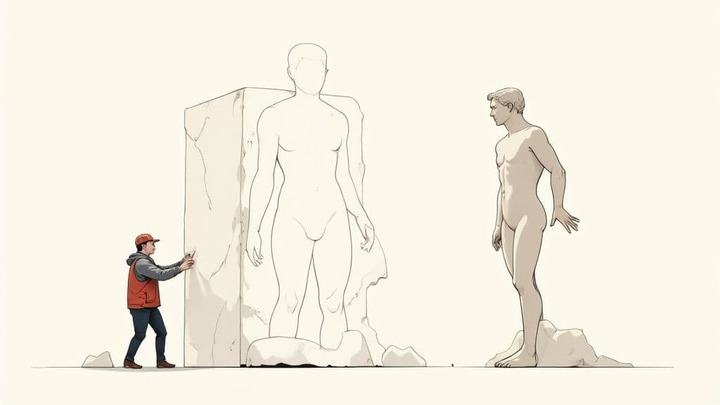 A person looking at a path splitting in two directions through a forest