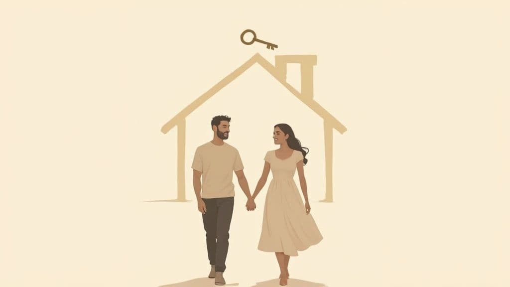 A committed couple smiling at each other, symbolizing a strong partnership.