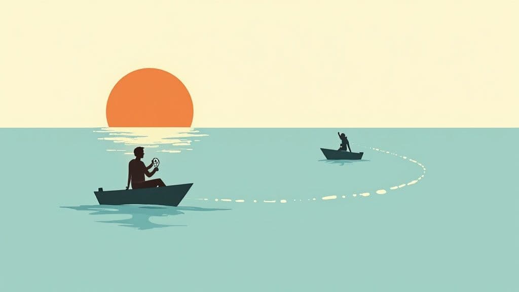 A person journaling with a compass nearby, symbolizing intentional direction.