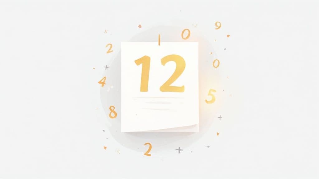 A woman looking thoughtfully at a calendar with numbers highlighted.