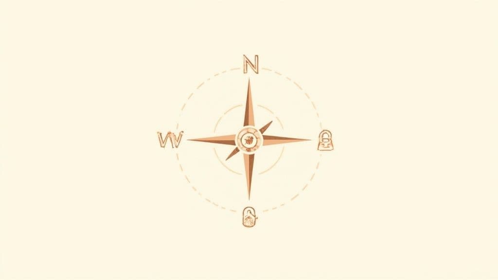 A person holding an old-fashioned compass in their hands, with a blurred natural background.