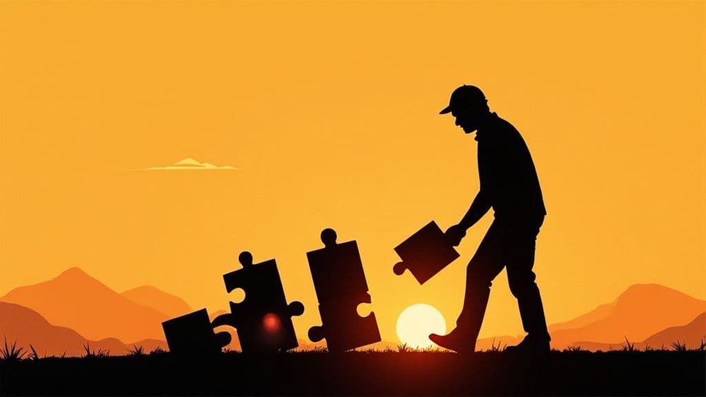 A person looking thoughtfully at a sunrise over mountains, symbolizing clarity and new beginnings.