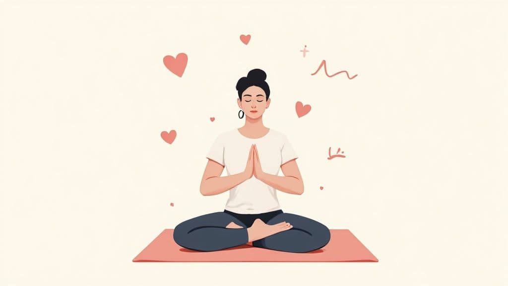 Woman meditating peacefully in a sunlit room