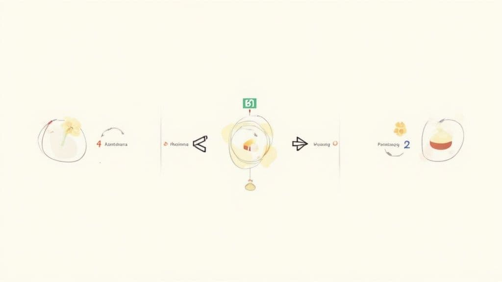 A person meditating in front of a colorful, abstract representation of their life path.