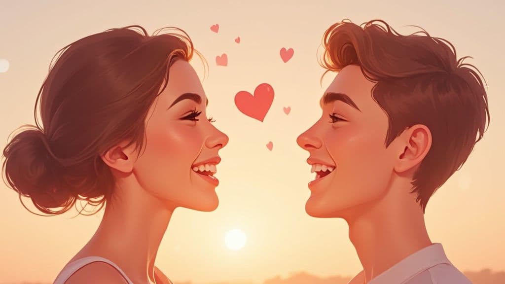 A happy couple laughing together on a sunny day