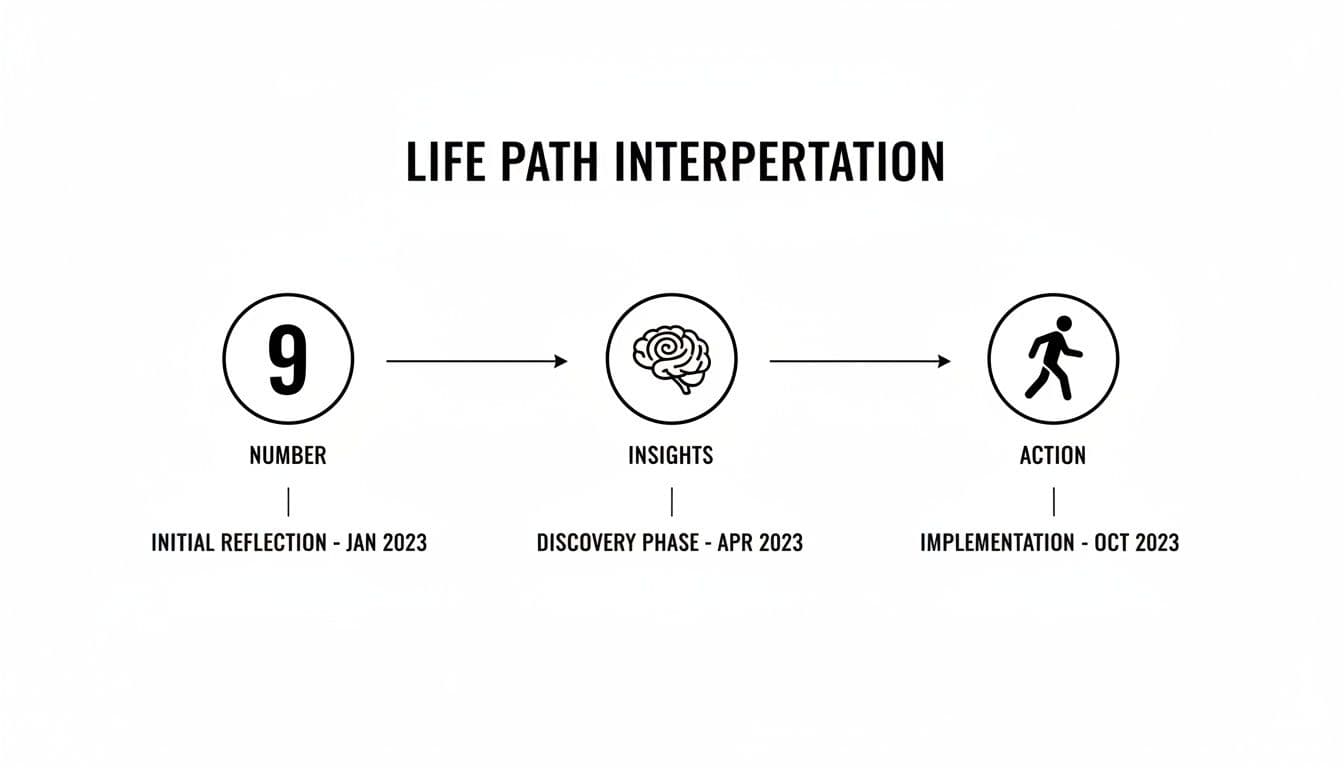 A life path interpretation diagram illustrating the progression from reflection to insights and action.
