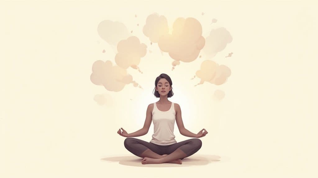 Image of a woman looking in a mirror with multiple reflections