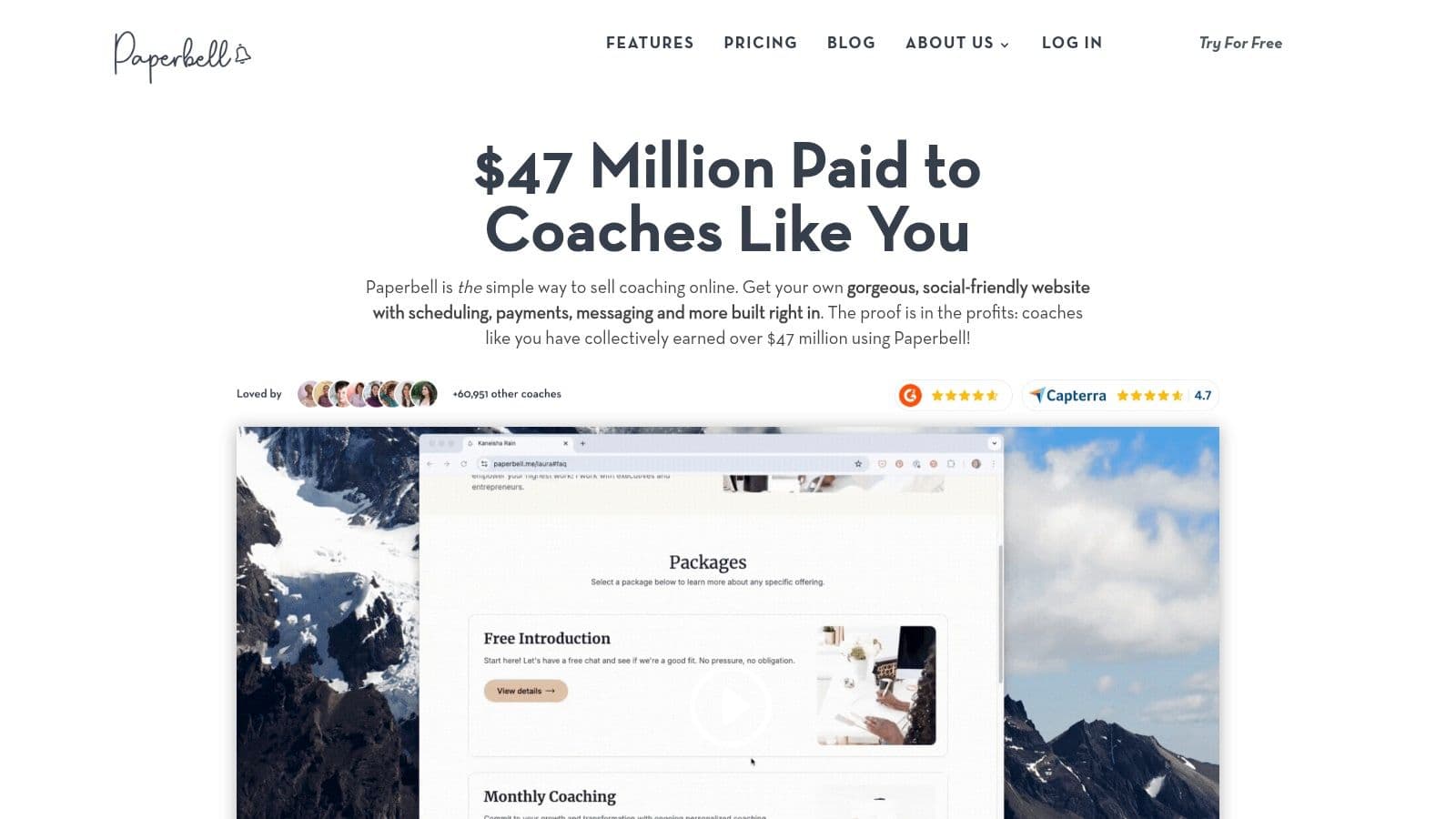 Paperbell's user-friendly interface for managing coaching packages and client information.