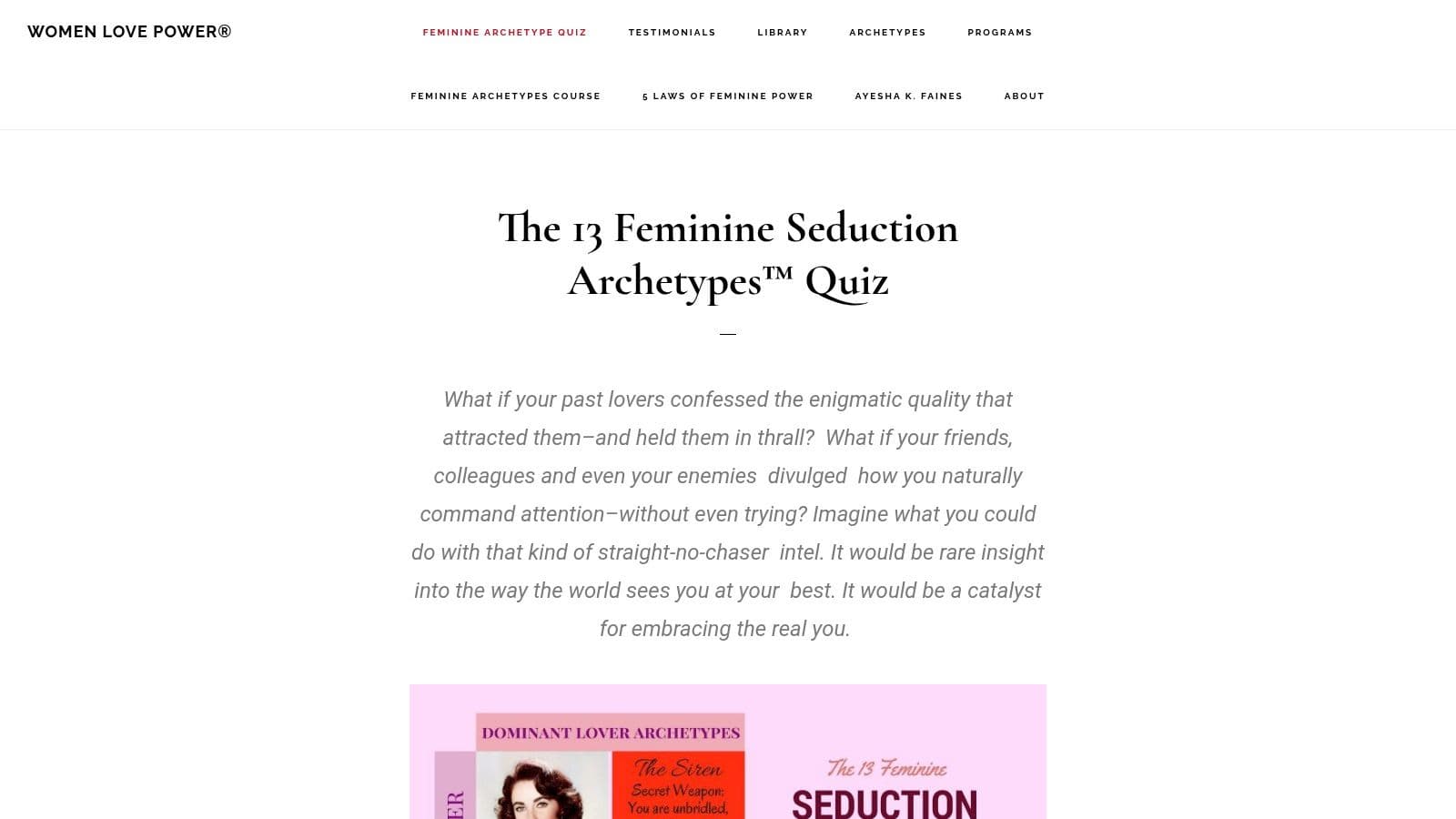 Women Love Power, 13 Feminine Seduction Archetypes Quiz