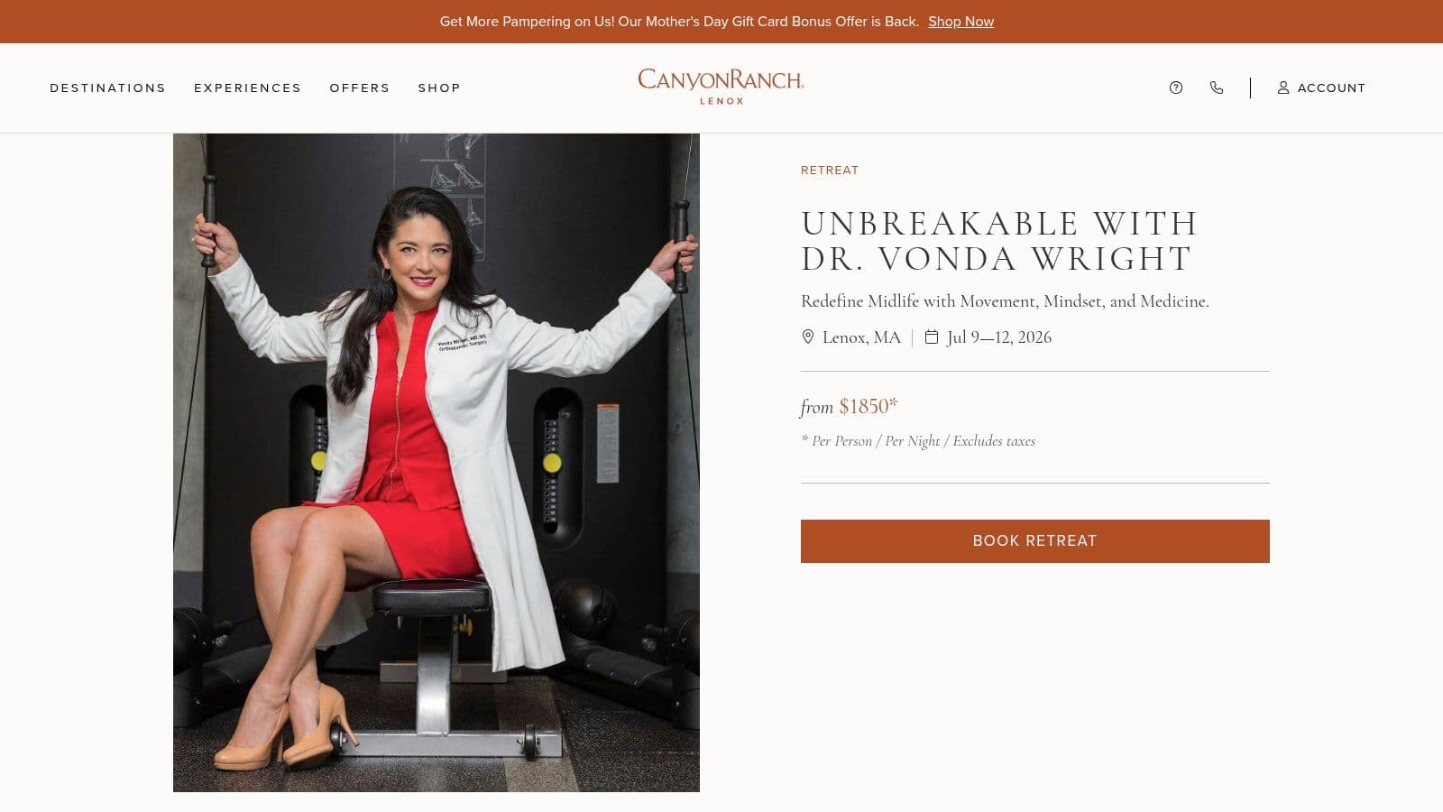 Canyon Ranch Lenox, “UNBREAKABLE with Dr. Vonda Wright”