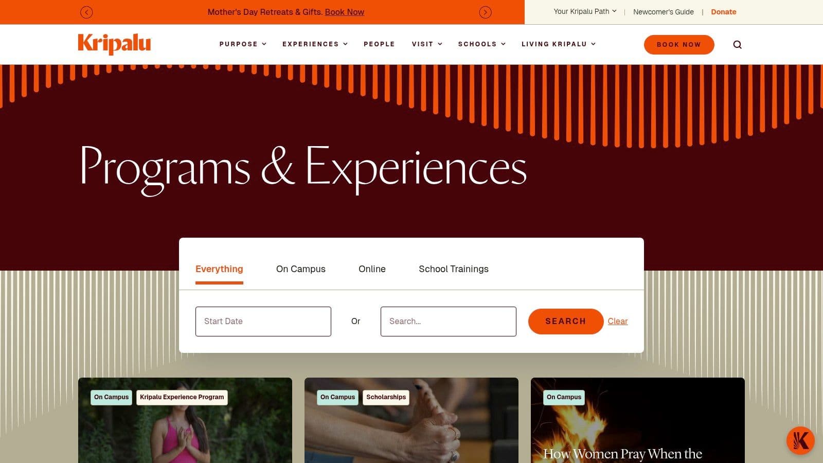 Kripalu Center for Yoga & Health, Women’s Programs